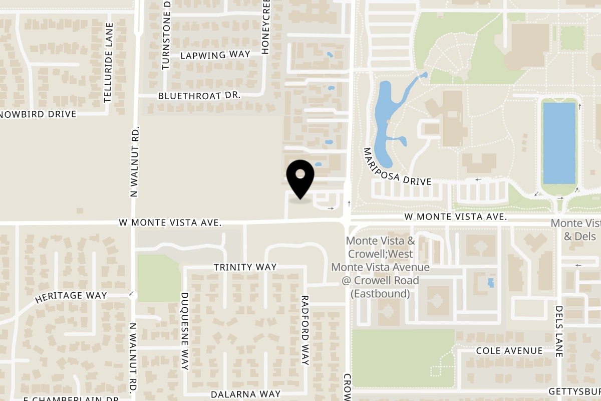 Map showing the location of Smash Bros Burger Turlock on 1205 W Monte Vista Ave in Turlock